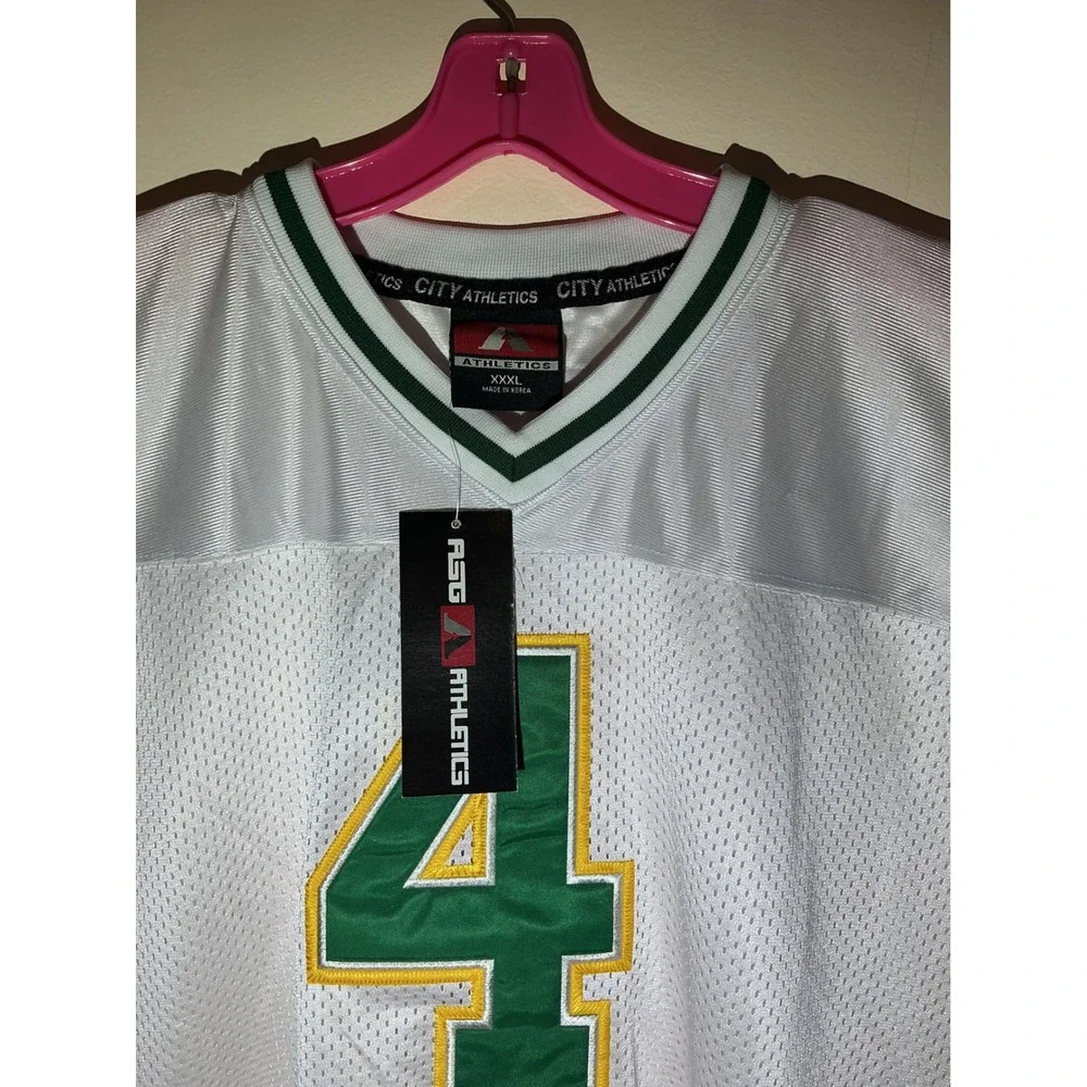 Vintage‎ Rare ASG Athletics Mens XXXL White Green Gold Football Jersey #4 NWT